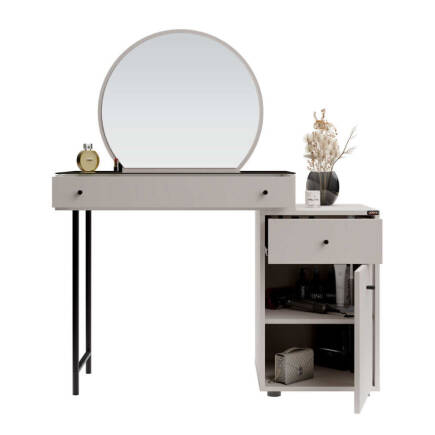 Dior Aynalı Makyaj Masası - Diamond Beyaz 108x134x47 cm - 4