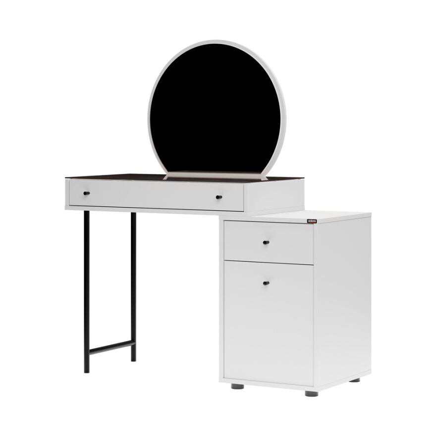 Dior Aynalı Makyaj Masası - Diamond Beyaz 108x134x47 cm - 4