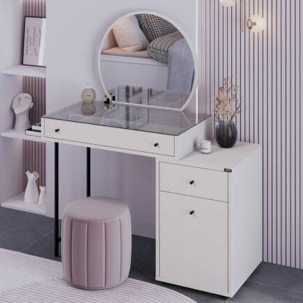 Dior Aynalı Makyaj Masası - Vizon 108x134x47 cm - 4