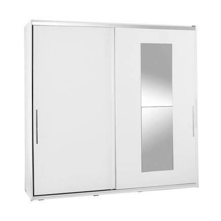 Elit Plus Aynalı Sürgülü Gardırop-Mat Beyaz 210x207x60 cm (GxYxD) - 1