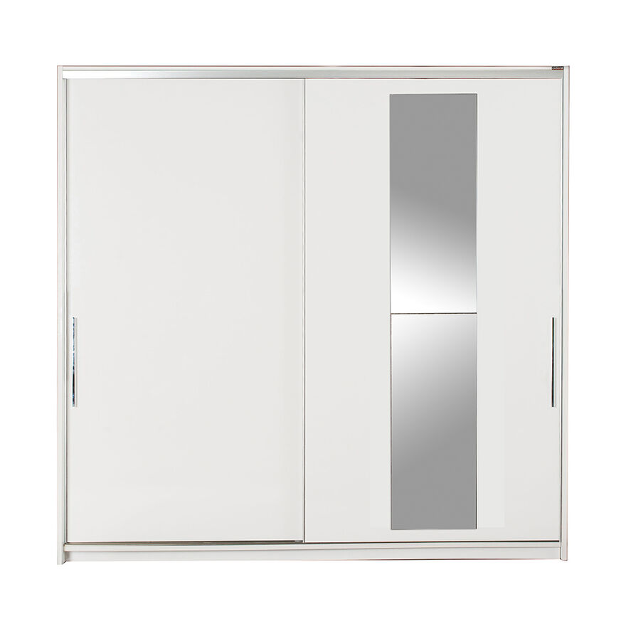 Elit Plus Aynalı Sürgülü Gardırop-Mat Beyaz 210x207x60 cm (GxYxD) - 3