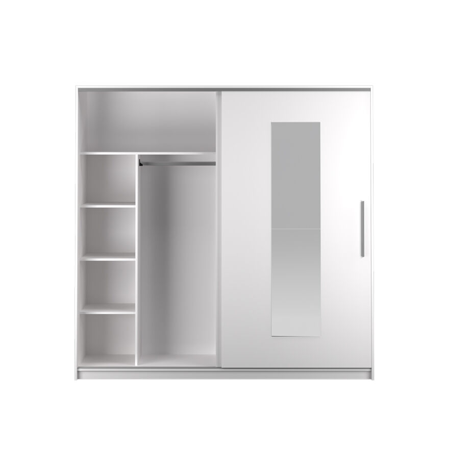 Elit Plus Aynalı Sürgülü Gardırop-Mat Beyaz 210x207x60 cm (GxYxD) - 6