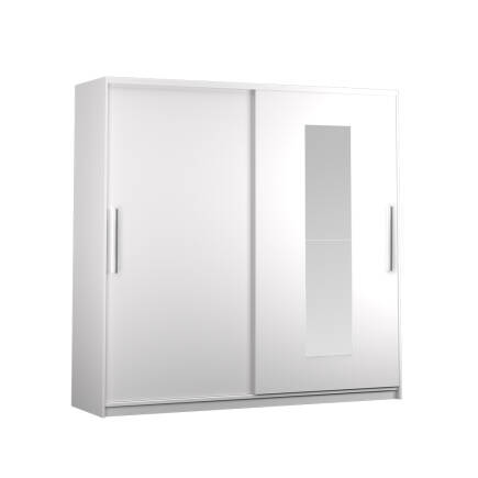 Elit Plus Aynalı Sürgülü Gardırop-Mat Beyaz 210x207x60 cm (GxYxD) - 8