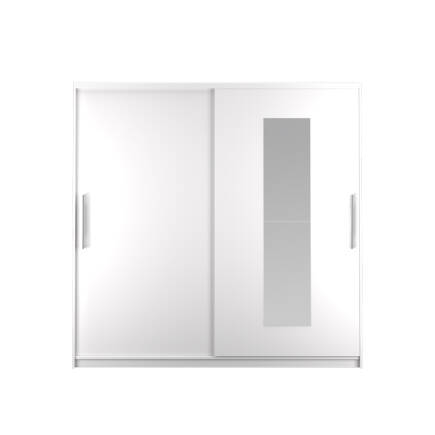 Elit Plus Aynalı Sürgülü Gardırop-Mat Beyaz 210x207x60 cm (GxYxD) - 9