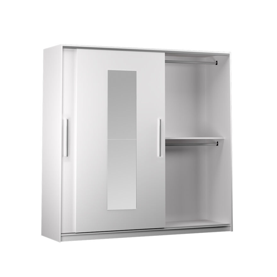 Elit Plus Aynalı Sürgülü Gardırop-Mat Beyaz 210x207x60 cm (GxYxD) - 7