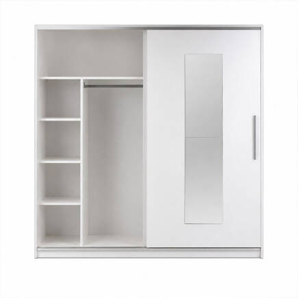 Elit Plus Aynalı Sürgülü Gardırop-Mat Beyaz 210x207x60 cm (GxYxD) - 5