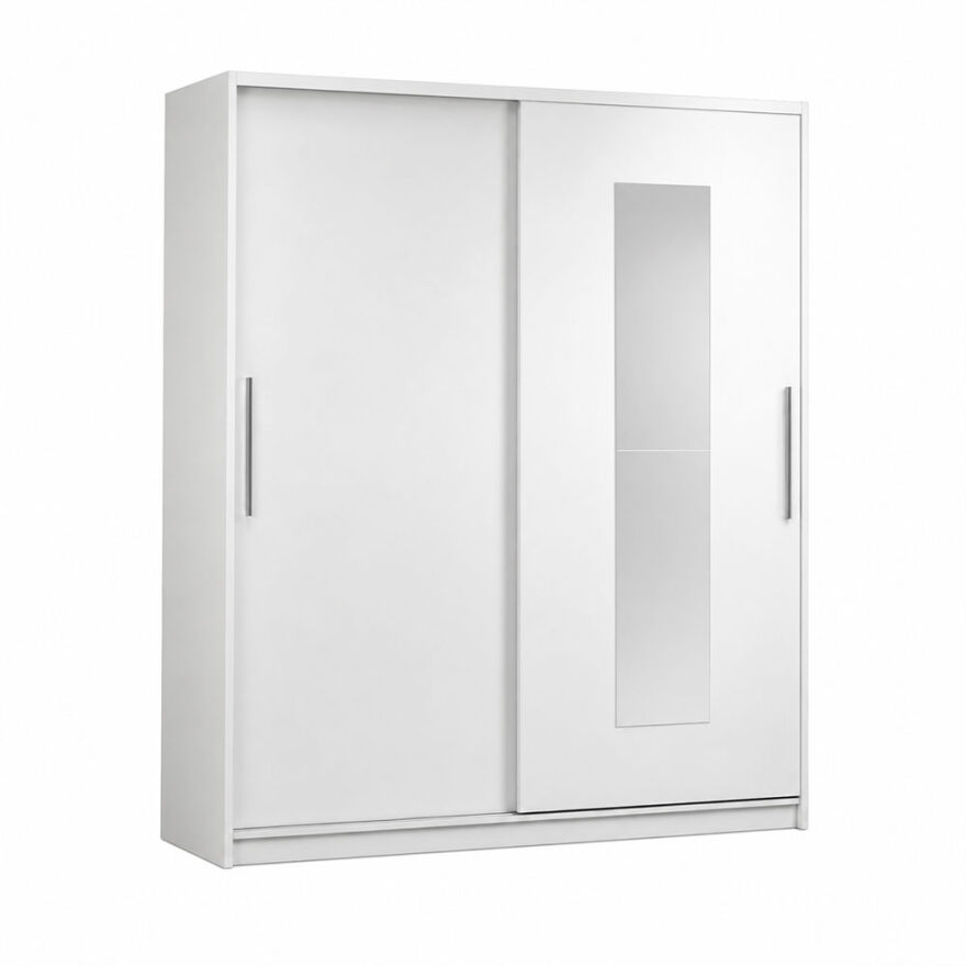 Elit Plus Aynalı Sürgülü Gardırop-Mat Beyaz 210x207x60 cm (GxYxD) - 6
