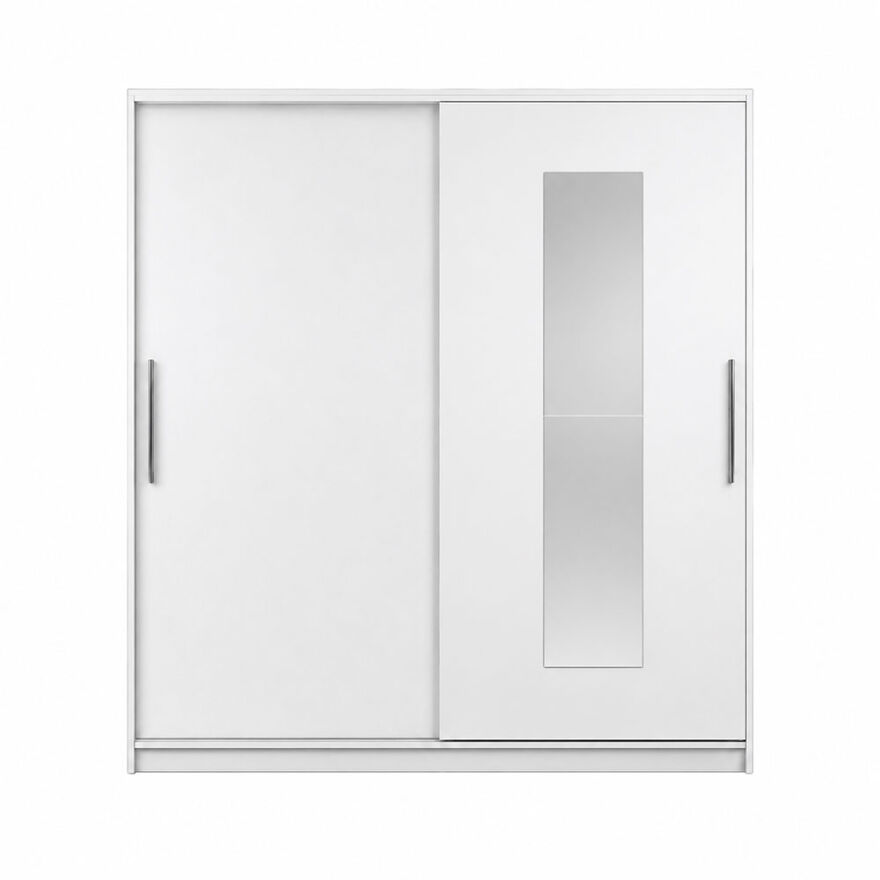 Elit Plus Aynalı Sürgülü Gardırop-Mat Beyaz 210x207x60 cm (GxYxD) - 7