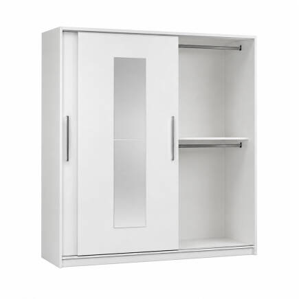 Elit Plus Aynalı Sürgülü Gardırop-Mat Beyaz 210x207x60 cm (GxYxD) - 8