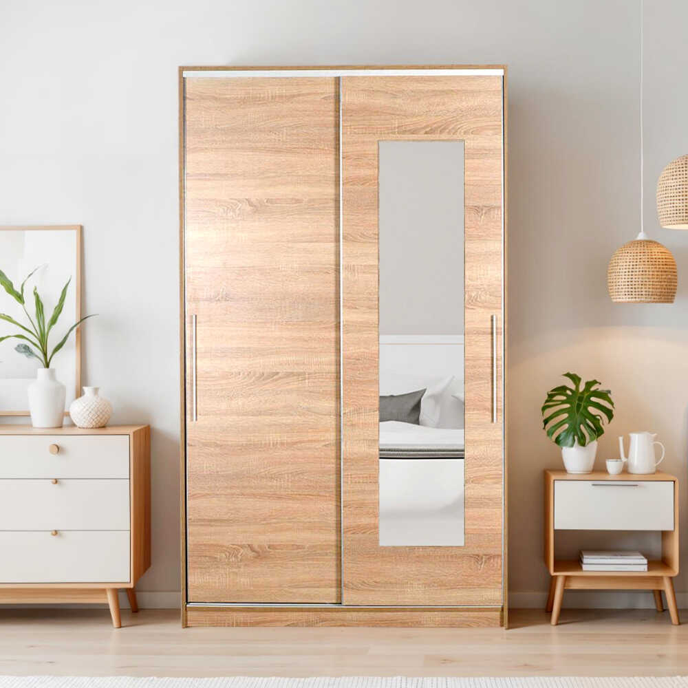 Elit Plus Aynalı Sürgülü Gardırop-Sonoma 120x207x52 cm (GxYxD)