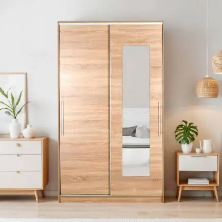 Elit Plus Aynalı Sürgülü Gardırop-Sonoma 120x207x52 cm (GxYxD) - 1