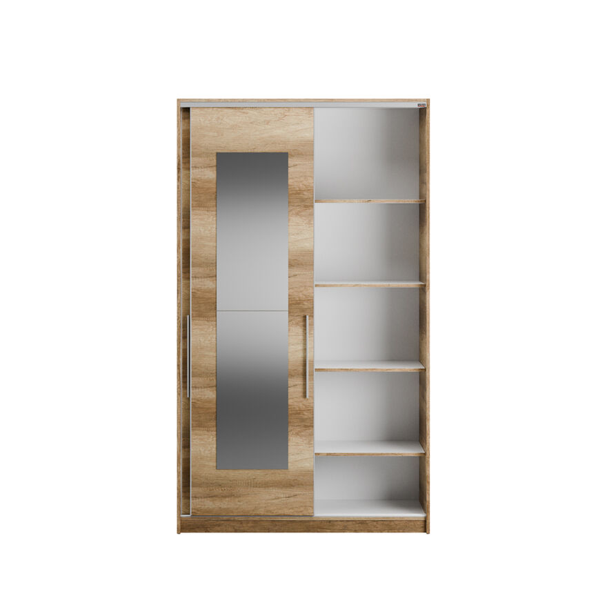 Elit Plus Aynalı Sürgülü Gardırop-Açık Ceviz (Tori) 120x207x52 cm (GxYxD) - 5
