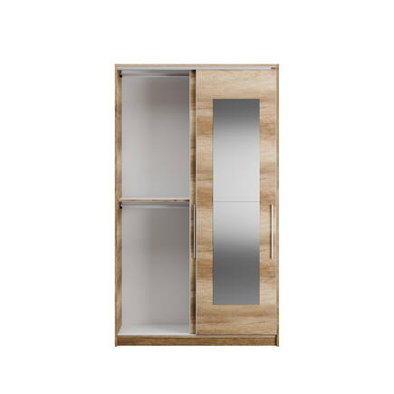 Elit Plus Aynalı Sürgülü Gardırop-Açık Ceviz (Tori) 120x207x52 cm (GxYxD) - 6