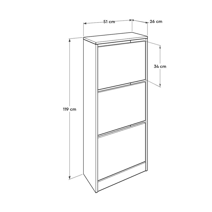 Flat Duo 3 Katlı Ayakkabılık-Ceviz 51x119x26 cm (GxYxD) - 2