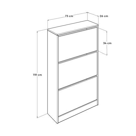 Flat Duo 3 Katlı Geniş Ayakkabılık - Florida Meşe 73x119x26 cm - 9