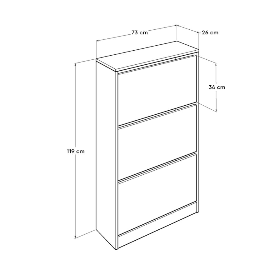 Flat Duo 3 Katlı Geniş Ayakkabılık - Florida Meşe 73x119x26 cm - 9