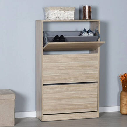 Flat Duo 3 Katlı Geniş Ayakkabılık-İtalyan Meşe 73x119x26 cm (GxYxD) 