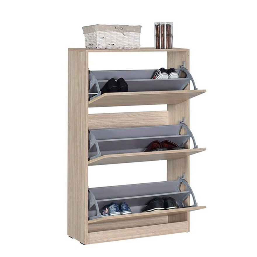 Flat Duo 3 Katlı Geniş Ayakkabılık-İtalyan Meşe 73x119x26 cm (GxYxD) - 3