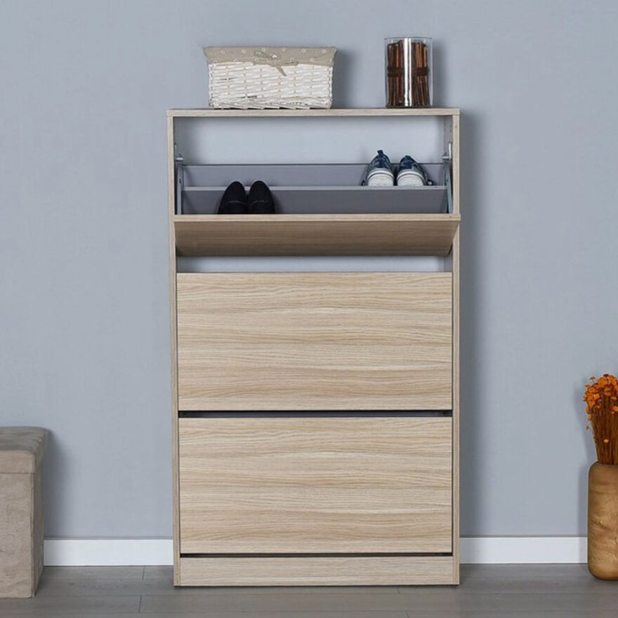 Flat Duo 3 Katlı Geniş Ayakkabılık-İtalyan Meşe 73x119x26 cm (GxYxD) - 4