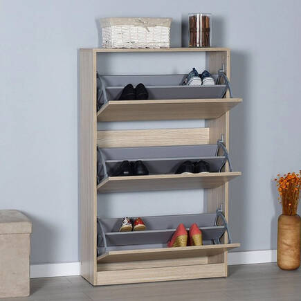 Flat Duo 3 Katlı Geniş Ayakkabılık-İtalyan Meşe 73x119x26 cm (GxYxD) - 5