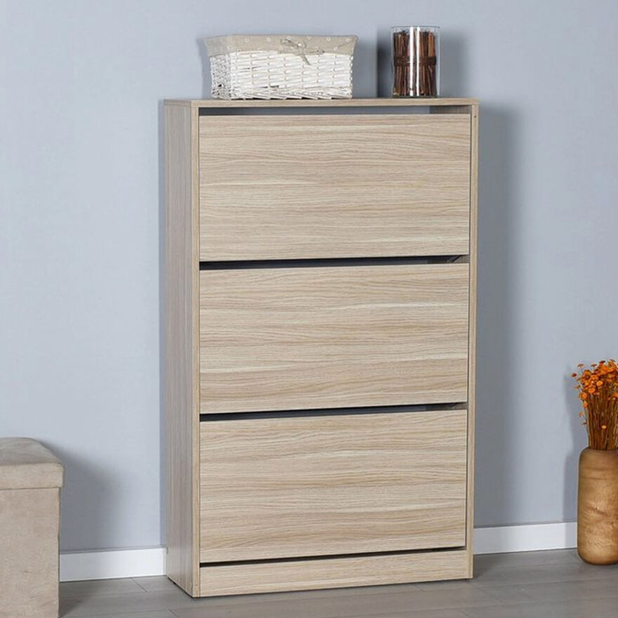Flat Duo 3 Katlı Geniş Ayakkabılık-İtalyan Meşe 73x119x26 cm (GxYxD) - 6