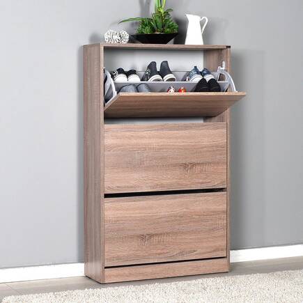 Flat Duo 3 Katlı Geniş Ayakkabılık-Latte 73x119x26 cm (GxYxD) 