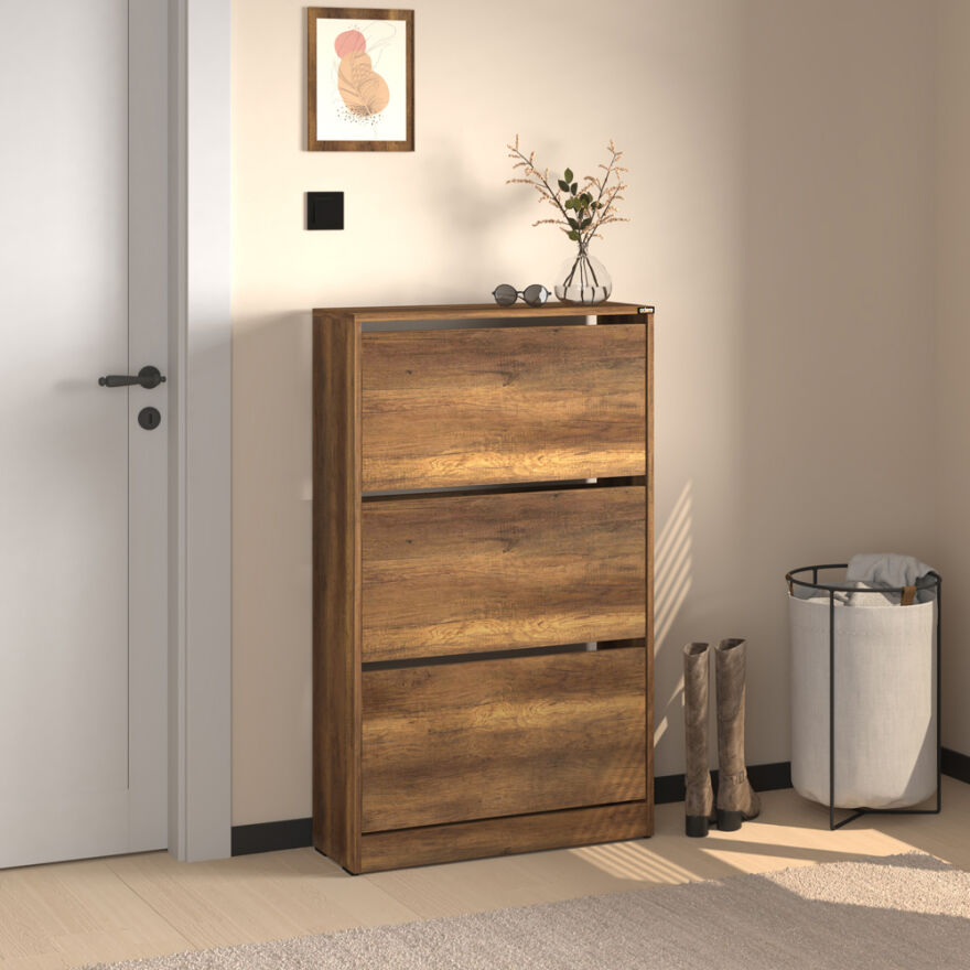 Flat Duo 3 Katlı Geniş Ayakkabılık - Oslo Ceviz 73x119x26 cm - 7
