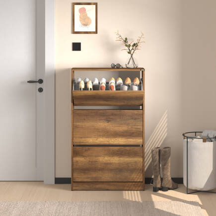 Flat Duo 3 Katlı Geniş Ayakkabılık - Oslo Ceviz 73x119x26 cm - 8