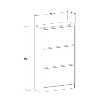 Flat Duo 3 Katlı Geniş Ayakkabılık - Oslo Ceviz 73x119x26 cm - 9
