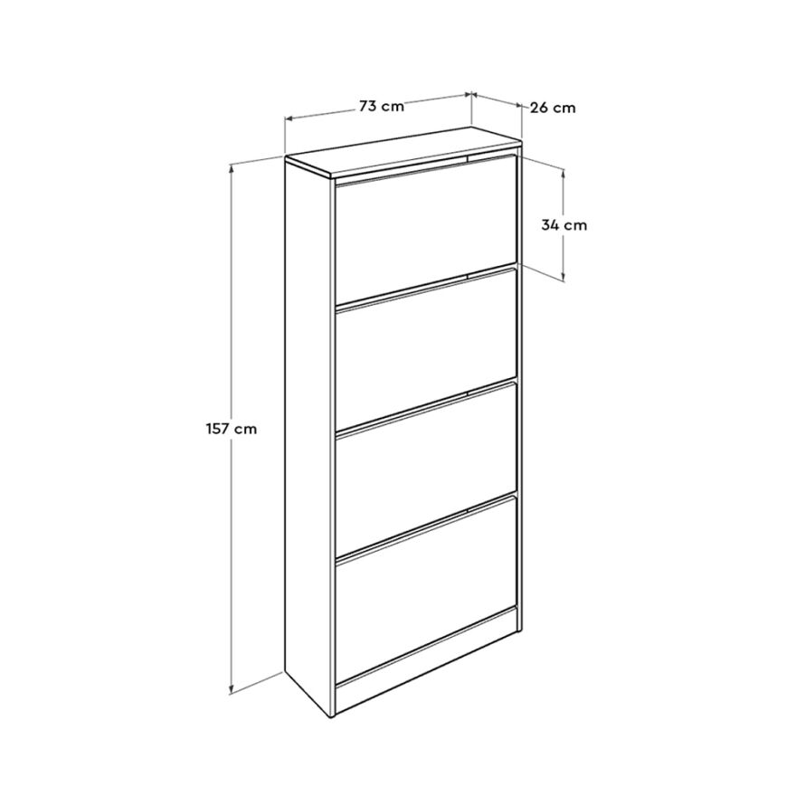 Flat Duo 4 Katlı Geniş Ayakkabılık - Florida Meşe 73x157x26 cm - 9