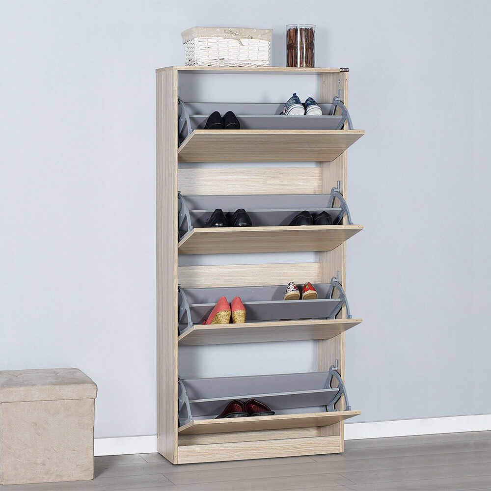 Flat Duo 4 Katlı Geniş Ayakkabılık-İtalyan Meşe 73x157x26 cm (GxYxD)