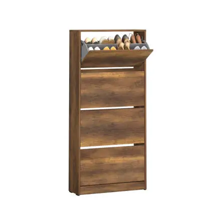 Flat Duo 4 Katlı Geniş Ayakkabılık - Koyu Ceviz (Oslo Ceviz) 73x157x26 cm - 5