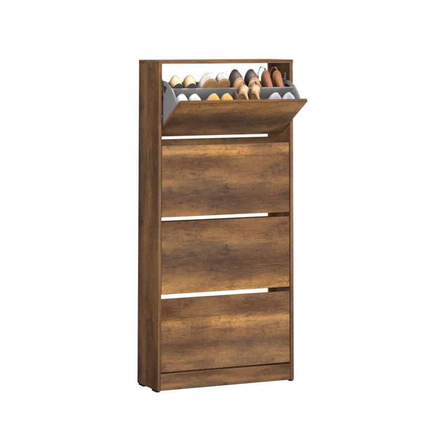 Flat Duo 4 Katlı Geniş Ayakkabılık - Koyu Ceviz (Oslo Ceviz) 73x157x26 cm - 5