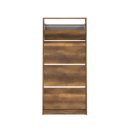 Flat Duo 4 Katlı Geniş Ayakkabılık - Koyu Ceviz (Oslo Ceviz) 73x157x26 cm - 3