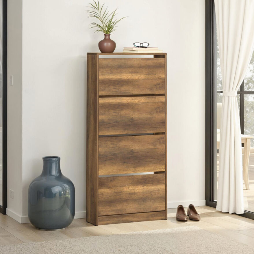 Flat Duo 4 Katlı Geniş Ayakkabılık - Koyu Ceviz (Oslo Ceviz) 73x157x26 cm - 4