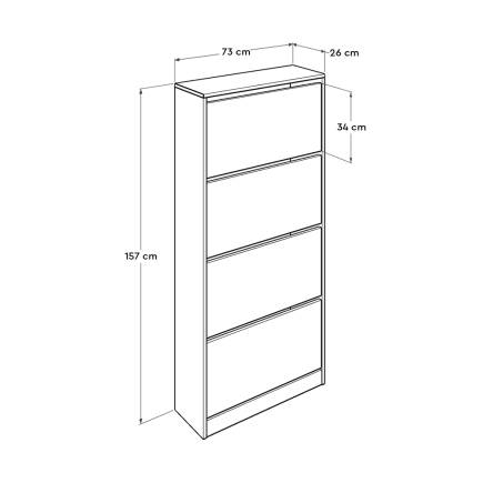 Flat Duo 4 Katlı Geniş Ayakkabılık - Koyu Ceviz (Oslo Ceviz) 73x157x26 cm - 6