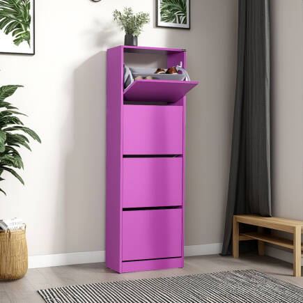 Flat Duo 4 Katlı Ayakkabılık-Mor 51x157x26 cm (GxYxD) 