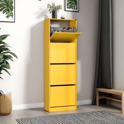 Flat Duo 4 Katlı Ayakkabılık-Sarı 51x157x26 cm (GxYxD) 