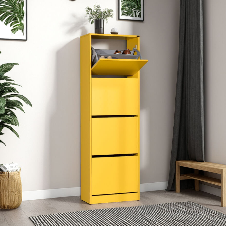 Flat Duo 4 Katlı Ayakkabılık-Sarı 51x157x26 cm (GxYxD) - 1