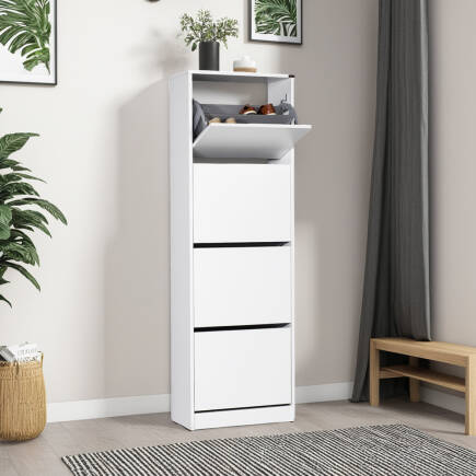 Flat Duo 4 Katlı Ayakkabılık-Mat Beyaz 51x157x26 cm (GxYxD) - 1