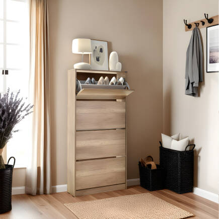 Flat Duo 4 Katlı Geniş Ayakkabılık-Açık Ceviz(Tori) 73x157x26 cm (GxYxD) 