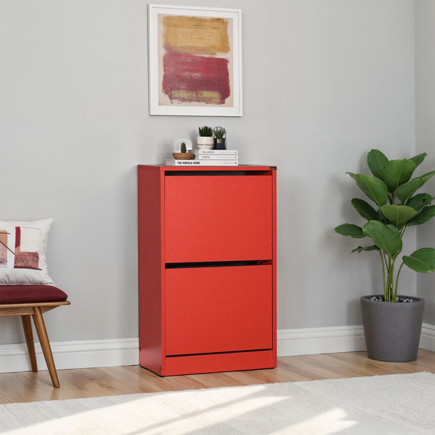 Flat Duo 2 Katlı Ayakkabılık-Kırmızı 51x84x26 cm (GxYxD) - 2
