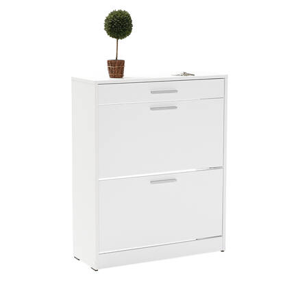 Flat Duo 2 Katlı Çekmeceli Ayakkabılık-Mat Lake Beyaz 75x92x29 cm (GxYxD) - 7