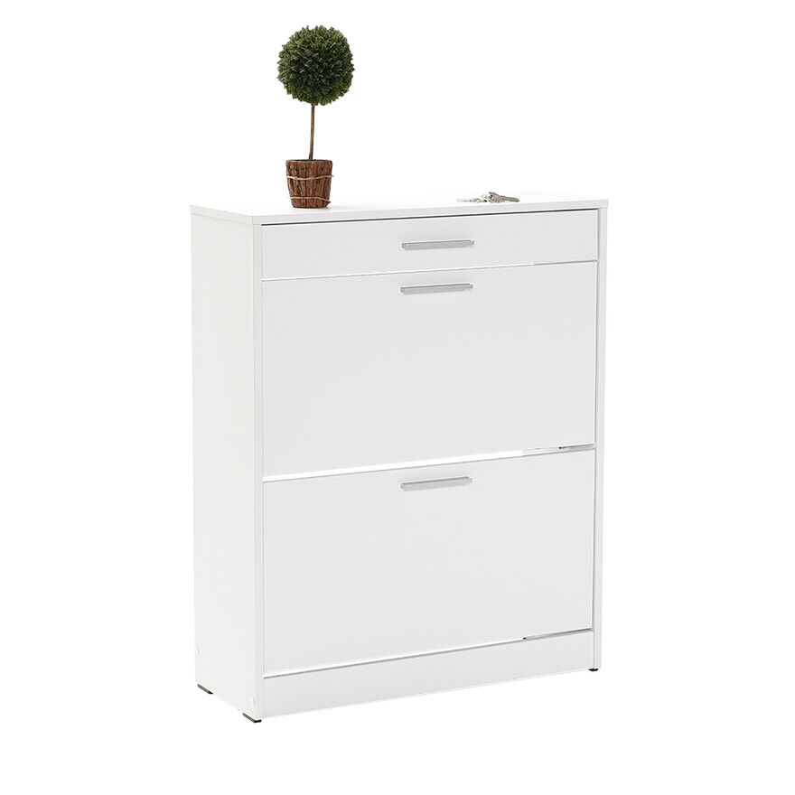 Flat Duo 2 Katlı Çekmeceli Ayakkabılık-Mat Lake Beyaz 75x92x29 cm (GxYxD) - 7