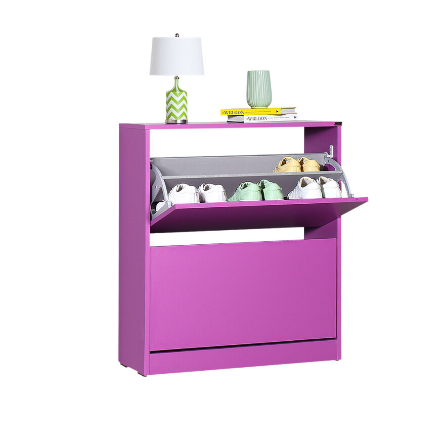 Flat Duo 2 Katlı Geniş Ayakkabılık-Mor 73x84x26 cm (GxYxD) - 3