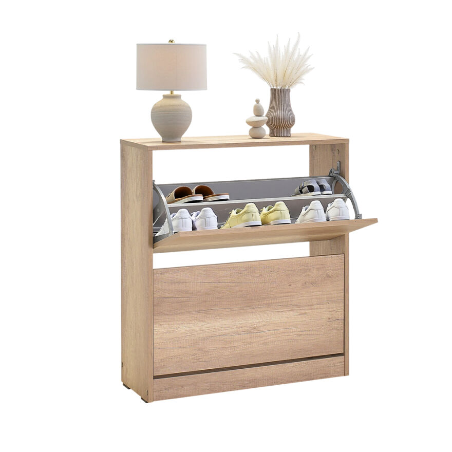 Flat Duo 2 Katlı Geniş Ayakkabılık-Açık Ceviz(Tori) 73x84x26 cm (GxYxD) - 3
