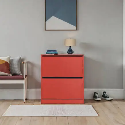 Flat Duo 2 Katlı Geniş Ayakkabılık-Kırmızı 73x84x26 cm (GxYxD) - 2