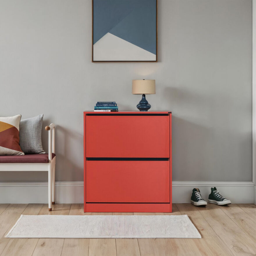 Flat Duo 2 Katlı Geniş Ayakkabılık-Kırmızı 73x84x26 cm (GxYxD) - 2