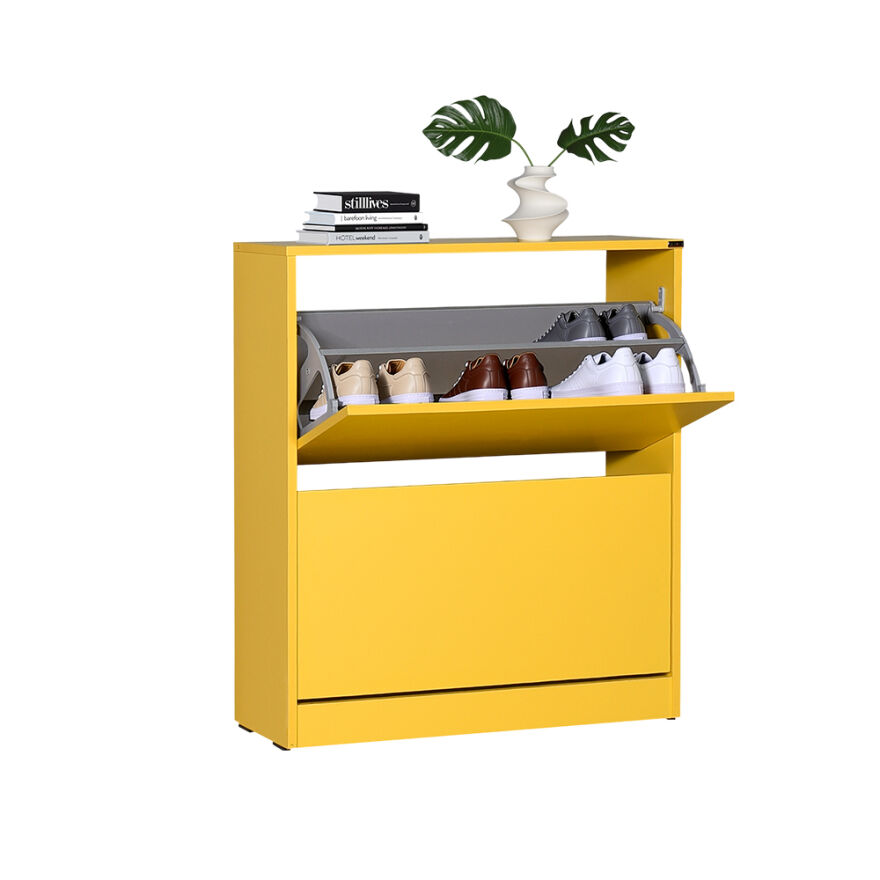 Flat Duo 2 Katlı Geniş Ayakkabılık-Sarı 73x84x26 cm (GxYxD) - 3