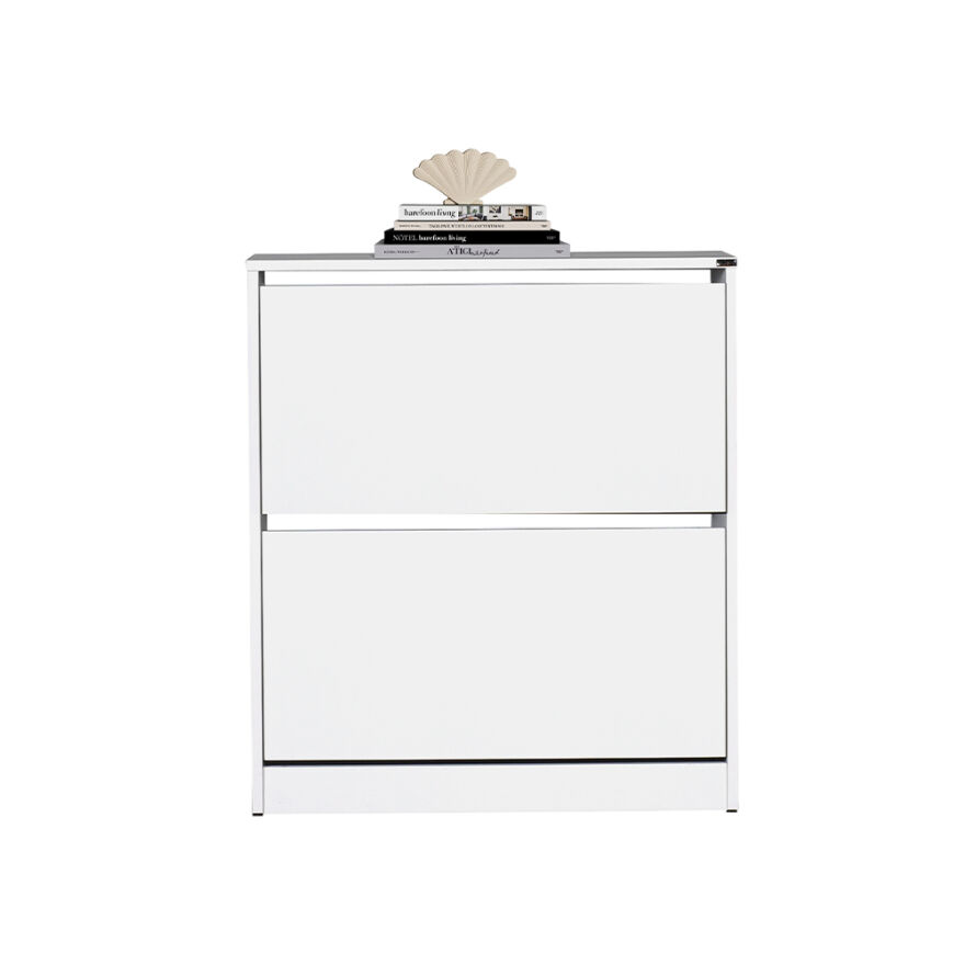 Flat Duo 2 Katlı Geniş Ayakkabılık-Mat Beyaz 73x84x26 cm (GxYxD) - 3